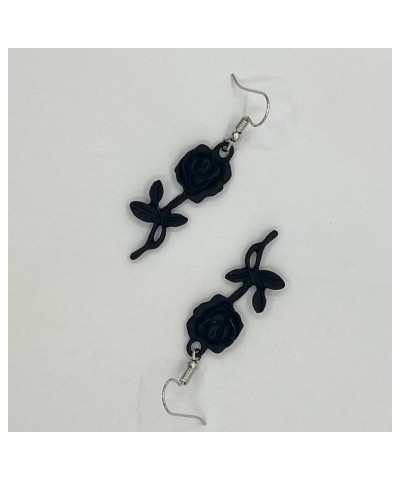 Simulated 3D Red Coral Carved Rose Flower Tassel Dangle Drop Earrings for Women Girls Jewelry Vintage black $7.40 Earrings