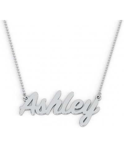 14K Personalized Name Necklace in Painter Font by JEWLR 18.0 Inches White Gold $61.20 Necklaces