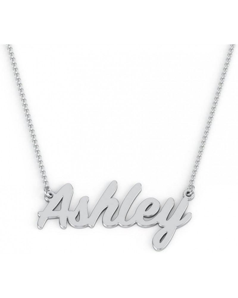 14K Personalized Name Necklace in Painter Font by JEWLR 18.0 Inches White Gold $61.20 Necklaces