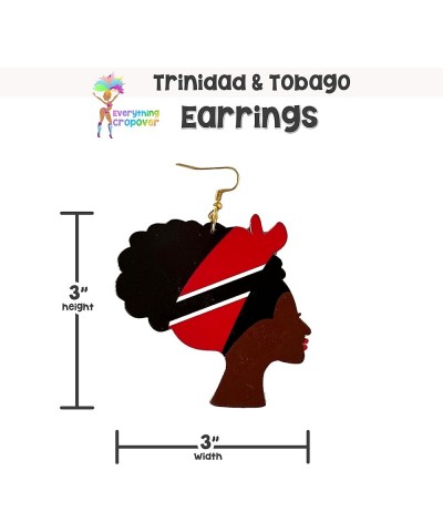 Caribbean Flag Drop Earrings for Black and Brown Skin Women | Afro Wood Dangle Earrings | Christmas Gift | Jamaica Barbados A...