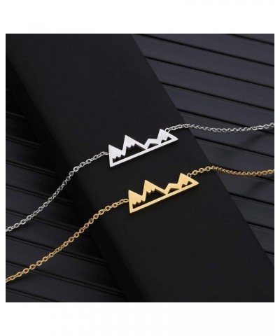 Necklace for Women,Charm Pendant Necklace Gold or Silver Stainless Steel Long Chain Necklace for Mom 2 Mountain steel color $...