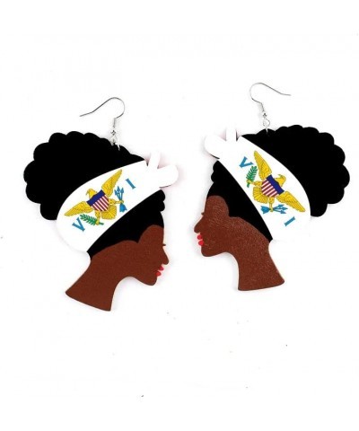 Caribbean Flag Drop Earrings for Black and Brown Skin Women | Afro Wood Dangle Earrings | Christmas Gift | Jamaica Barbados A...