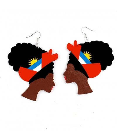 Caribbean Flag Drop Earrings for Black and Brown Skin Women | Afro Wood Dangle Earrings | Christmas Gift | Jamaica Barbados A...