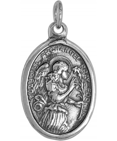 Sterling Silver St Gabriel Medal Necklace Oxidized finish Oval 1.8mm Chain 20-inch $15.48 Pendants