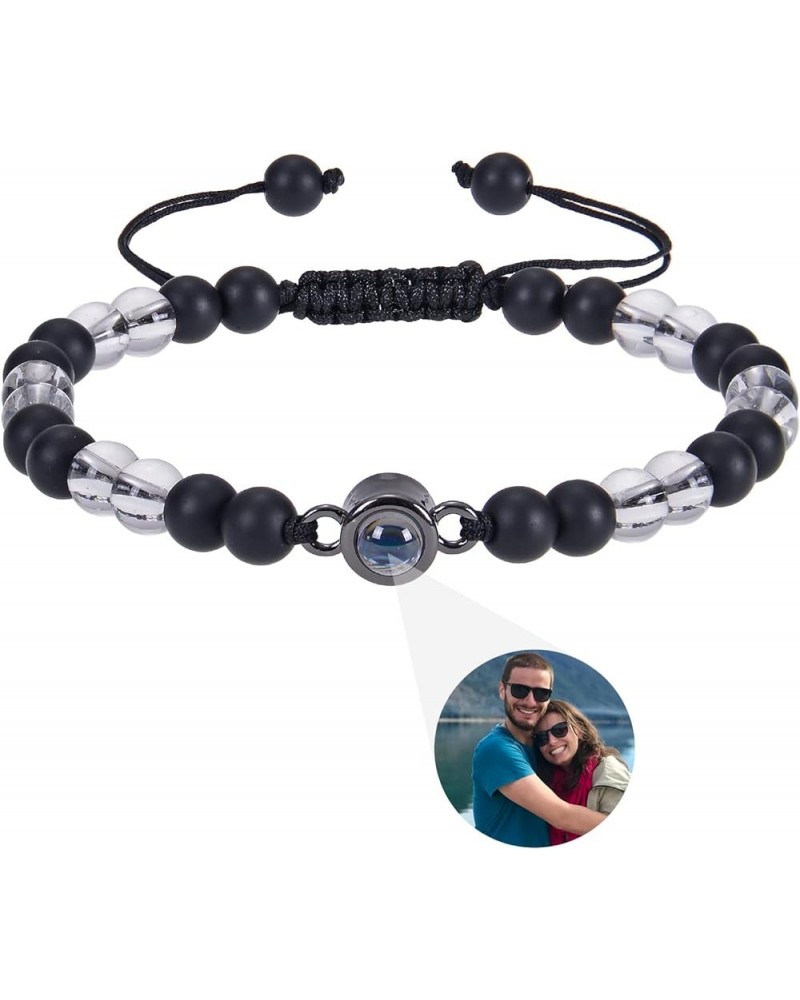 Natural Beads Bracelets Personalized Bracelets with Picture Inside for Men Custom Photo Projection Bracelet Personalized Gift...