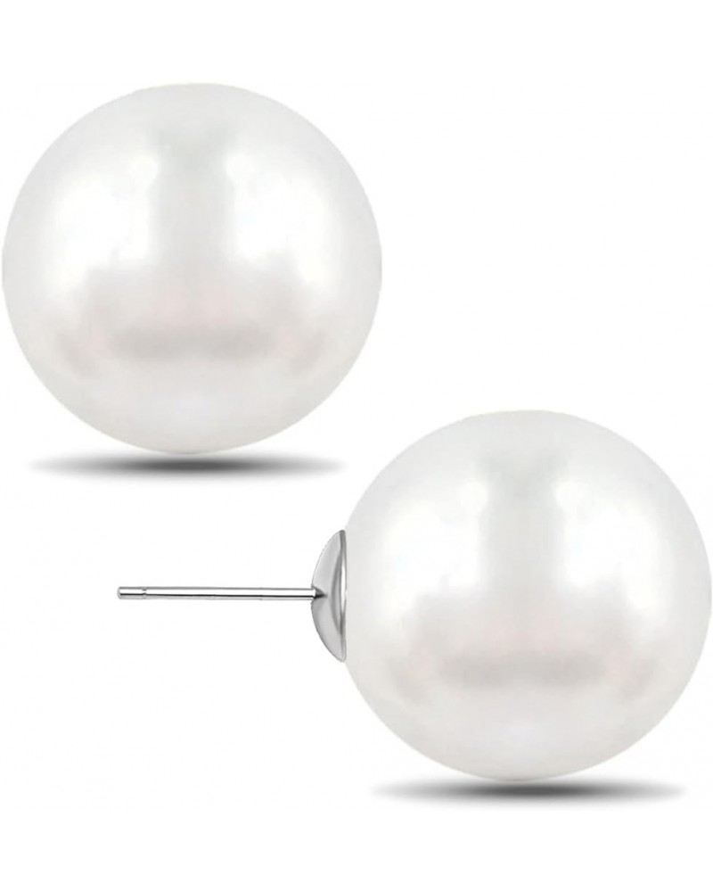 Big Pearl Earrings - Extra Oversized Classic Faux Round Large Simulated Pearl Studs for Women,Hypoallergenic to Sensitive Ear...