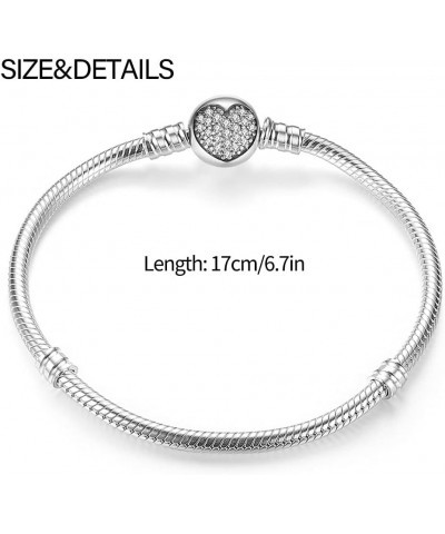 Snake Bracelet for Charms Silver Jewelry Snake Chain Bracelet Fit Any Charm Gift for Women Girl CMB061 6.7in/17cm $9.19 Others