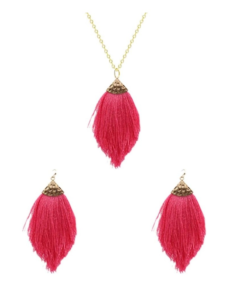 Bohemian Silky Thread Fan Fringe Tassel Statement Earrings Lightweight Strand Feather Shape Dangles Earring Necklace Set for ...