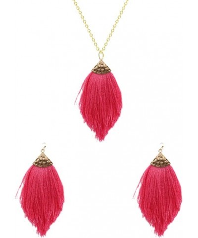 Bohemian Silky Thread Fan Fringe Tassel Statement Earrings Lightweight Strand Feather Shape Dangles Earring Necklace Set for ...