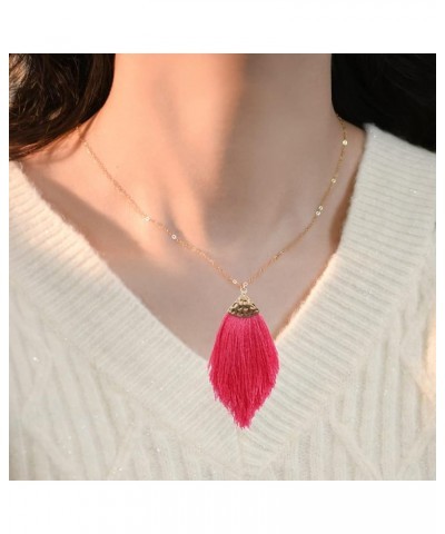 Bohemian Silky Thread Fan Fringe Tassel Statement Earrings Lightweight Strand Feather Shape Dangles Earring Necklace Set for ...