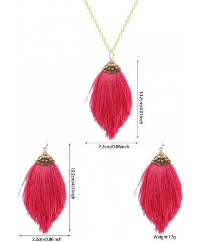 Bohemian Silky Thread Fan Fringe Tassel Statement Earrings Lightweight Strand Feather Shape Dangles Earring Necklace Set for ...