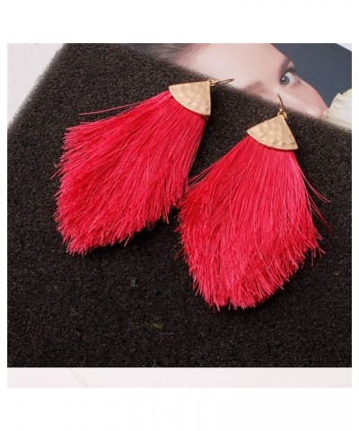 Bohemian Silky Thread Fan Fringe Tassel Statement Earrings Lightweight Strand Feather Shape Dangles Earring Necklace Set for ...