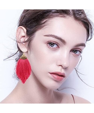 Bohemian Silky Thread Fan Fringe Tassel Statement Earrings Lightweight Strand Feather Shape Dangles Earring Necklace Set for ...