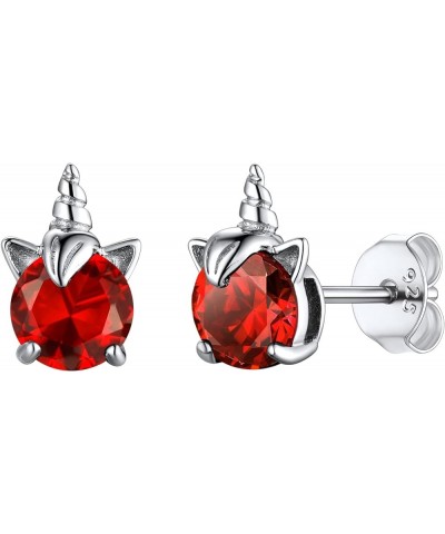 925 Studs for Girls, Cute Animal Earrings Dainty Sterling Silver Unicorn Earrings for Women Girls deep red $9.87 Earrings