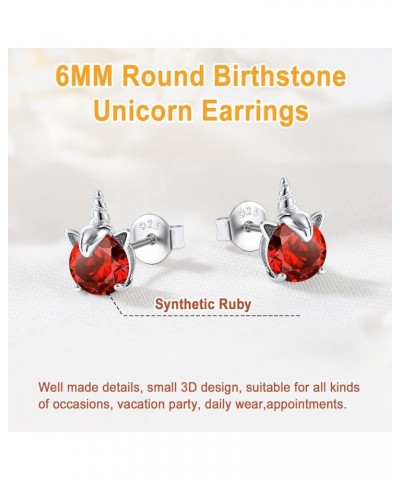 925 Studs for Girls, Cute Animal Earrings Dainty Sterling Silver Unicorn Earrings for Women Girls deep red $9.87 Earrings