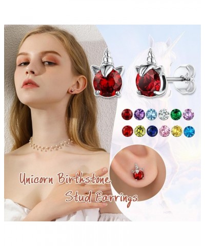 925 Studs for Girls, Cute Animal Earrings Dainty Sterling Silver Unicorn Earrings for Women Girls deep red $9.87 Earrings