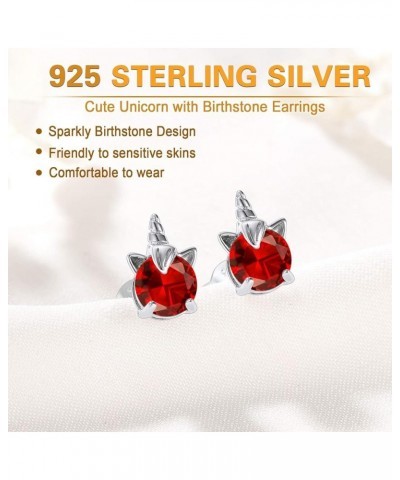 925 Studs for Girls, Cute Animal Earrings Dainty Sterling Silver Unicorn Earrings for Women Girls deep red $9.87 Earrings