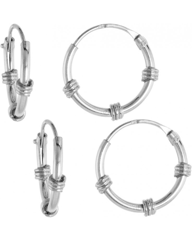 Sterling Silver Bali Style Endless Hoop Earrings for ears Nose and lips 1/2 inch 12mm 2-pair Pack $9.98 Earrings