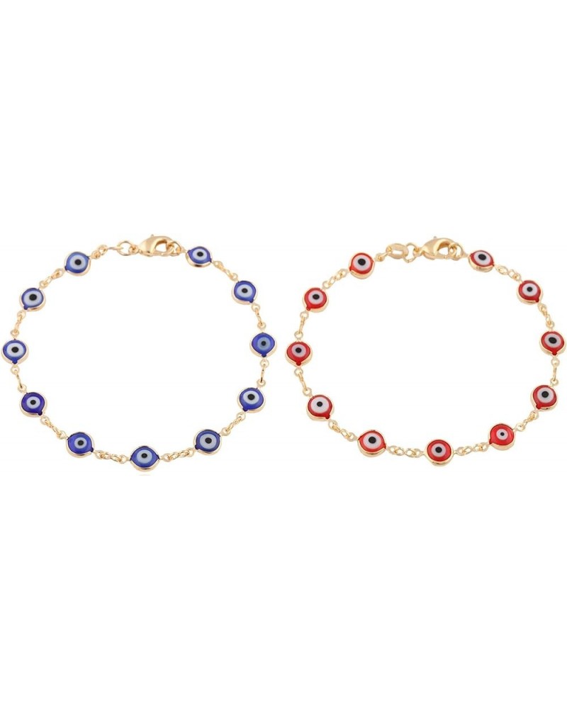 2 Pack Gold Overlay Evil Eye Bracelets Combo Navy Blue and Red $13.79 Bracelets