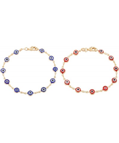 2 Pack Gold Overlay Evil Eye Bracelets Combo Navy Blue and Red $13.79 Bracelets