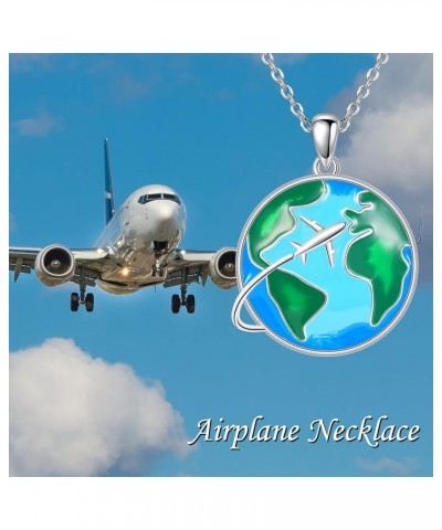 Airplane Necklace Sterling Silver Flight Attendants Gift Pilot Jewelry Gift For Women Men $15.94 Necklaces