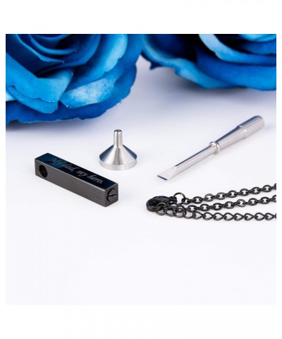 Custom Urn Necklace for Ashes Personalized Name Memorial Cremation Jewelry Vertical Bar Pendant Black $14.29 Necklaces