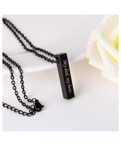 Custom Urn Necklace for Ashes Personalized Name Memorial Cremation Jewelry Vertical Bar Pendant Black $14.29 Necklaces