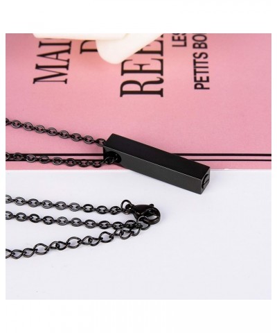 Custom Urn Necklace for Ashes Personalized Name Memorial Cremation Jewelry Vertical Bar Pendant Black $14.29 Necklaces