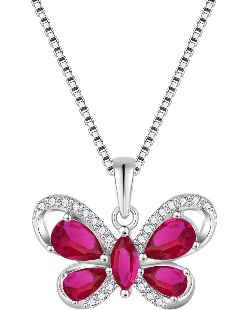 Butterfly Necklace for Women 925 Sterling Silver Birthstone Butterfly Pendant for Jewelry Gifts 07-ruby-Jul $28.60 Necklaces