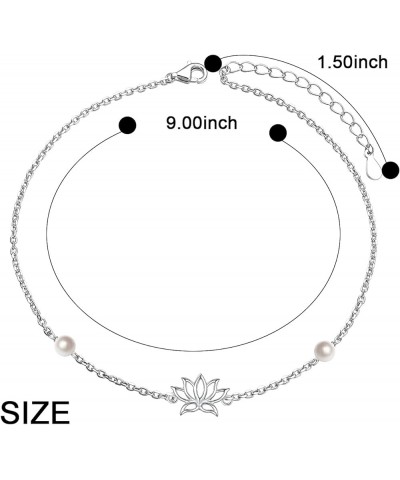 Anklets for Women S925 Sterling Silver Adjustable Beach Foot Ankle Bracelet Jewelry Gifts Lotus $16.11 Anklets