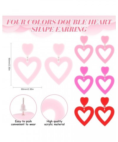 12 Pieces Love Heart Earring and Sunglasses for Women Y2K Love Double Heart Dangle Earrings Rimless Candy Color Glasses Summe...