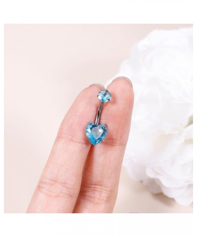 14G G23 Titanium Belly Button Rings for Women Girls Hypoallergenic Heart Belly Rings Cubic Zirconia Navel Rings for Sensitive...