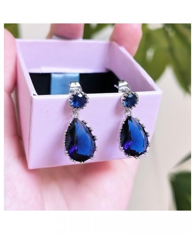 Crystal Earrings Teardrop Earrings for Women Blue and Green Dangle Earrings Elegant Earrings for Prom Emerald Green Earrings ...