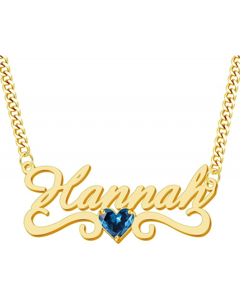 Custom Name Necklace with Heart 18K Gold Plated Nameplate Necklaces Personalized Name Necklace Gift for Women Teen Girls Hear...