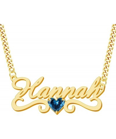 Custom Name Necklace with Heart 18K Gold Plated Nameplate Necklaces Personalized Name Necklace Gift for Women Teen Girls Hear...