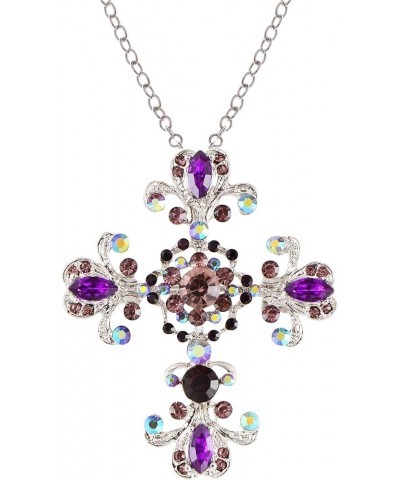 Goth Cross Pendant Necklace Sparkle Crystal Rhinestones Brooch Pin Religious Jewelry Gifts for Women Men Purple $12.53 Necklaces