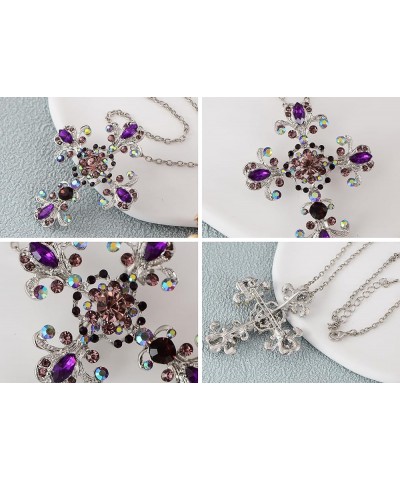 Goth Cross Pendant Necklace Sparkle Crystal Rhinestones Brooch Pin Religious Jewelry Gifts for Women Men Purple $12.53 Necklaces