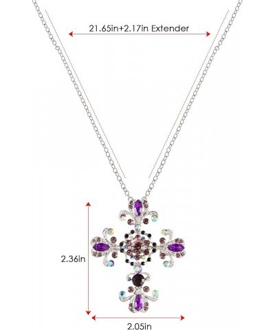 Goth Cross Pendant Necklace Sparkle Crystal Rhinestones Brooch Pin Religious Jewelry Gifts for Women Men Purple $12.53 Necklaces