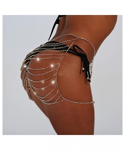 Rhinestone Body Chain Silver Layered Waist Belly Chain Beach Harness Hip Body Jewelry for Women and Girls Gold $16.57 Body Je...