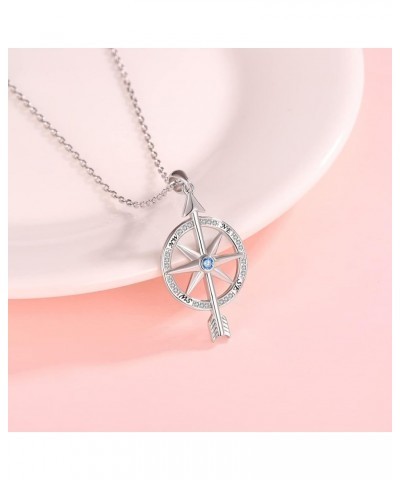 925-Sterling-Silver Opal/arrow/CZ Spinning Compass Necklace for Women - Inspirational Nautical Compass Pendant，White Gold Pla...