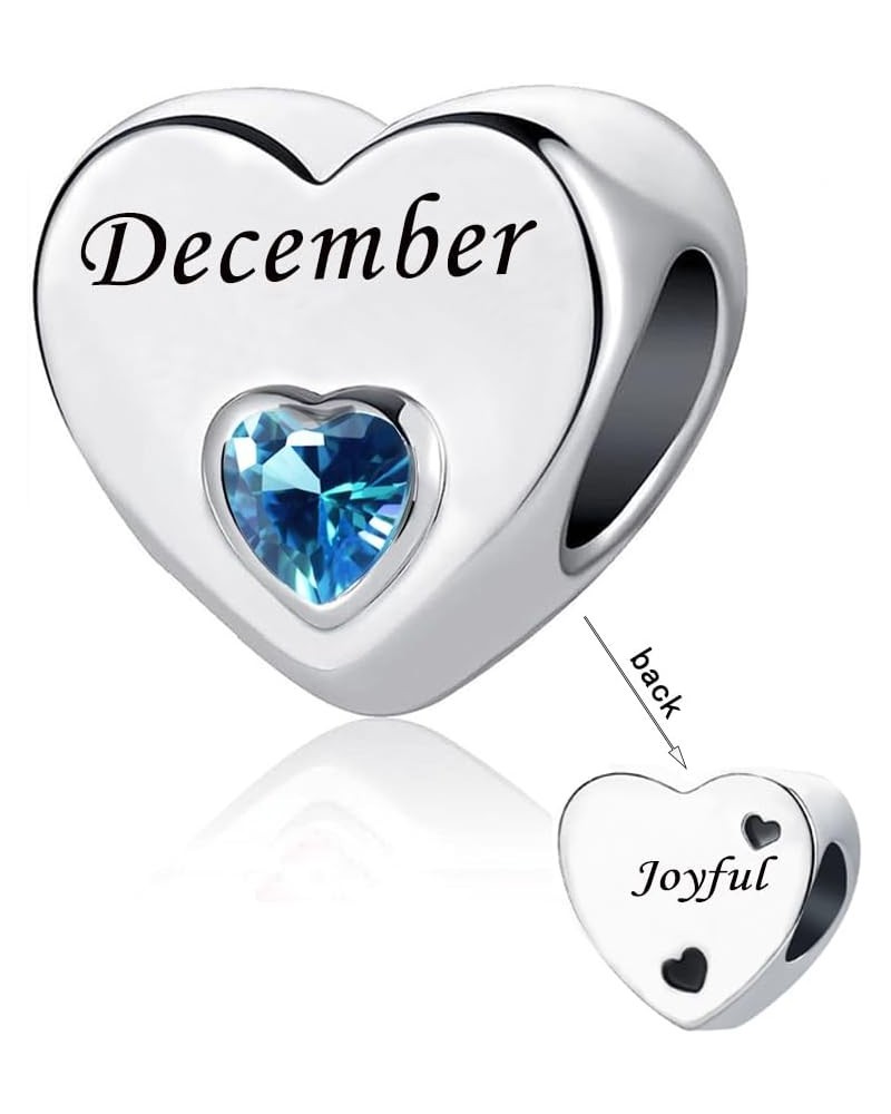 January-December 12 Months Colors Birthstone Crystal Happy Birthday Heart Charms For Charm Bracelets Necklace December $8.79 ...