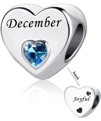 January-December 12 Months Colors Birthstone Crystal Happy Birthday Heart Charms For Charm Bracelets Necklace December $8.79 ...