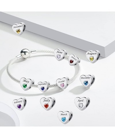 January-December 12 Months Colors Birthstone Crystal Happy Birthday Heart Charms For Charm Bracelets Necklace December $8.79 ...