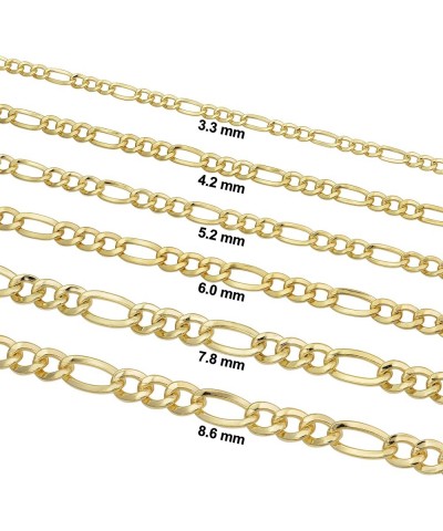 14k Yellow Gold Filled Solid Figaro Link Chain Necklace for Men and Women (3.3 mm, 4.2 mm, 5.2 mm, 6 mm, 7.8 mm or 8.6 mm) 36...