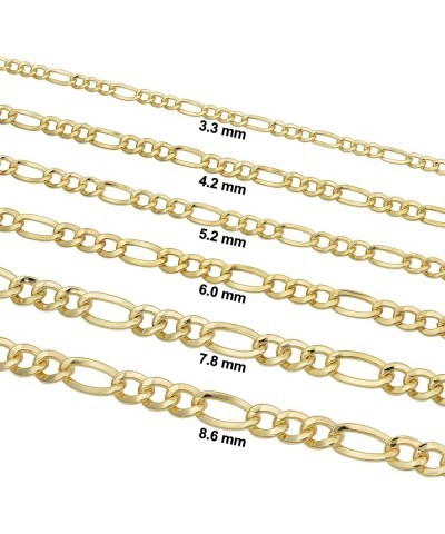 14k Yellow Gold Filled Solid Figaro Link Chain Necklace for Men and Women (3.3 mm, 4.2 mm, 5.2 mm, 6 mm, 7.8 mm or 8.6 mm) 36...