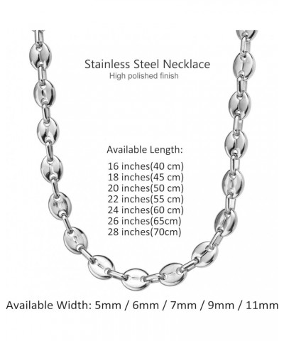 Stainless Steel Coffee Beans Chain Necklace Bracelet for Men Women Minimalist Chunky Hip Hop Jewelry Silver 6mm 22.0 Inches $...