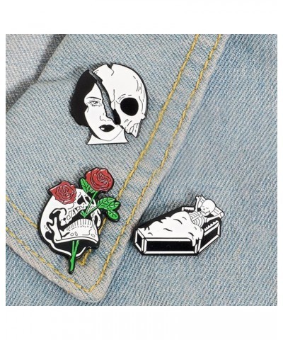 Horror Skull Enamel Brooch Pin Punk Lapel Pin Skull Skeleton Coffin Bottle Brooch Badge Pin Cute Cartoon Pin for Jacket Backp...