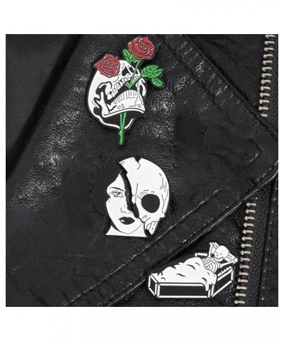 Horror Skull Enamel Brooch Pin Punk Lapel Pin Skull Skeleton Coffin Bottle Brooch Badge Pin Cute Cartoon Pin for Jacket Backp...