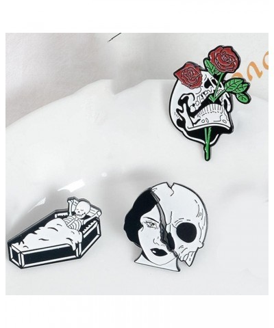 Horror Skull Enamel Brooch Pin Punk Lapel Pin Skull Skeleton Coffin Bottle Brooch Badge Pin Cute Cartoon Pin for Jacket Backp...