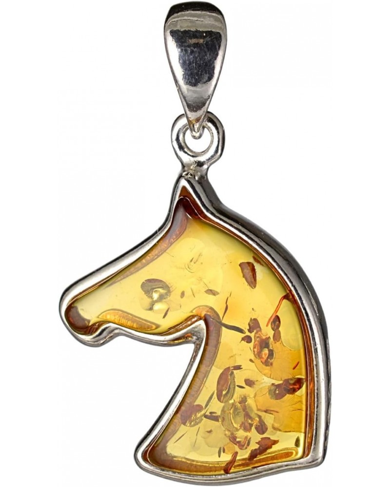 Amber Jewelry for Women - Sterling Silver Honey Baltic Amber Horse Pendant, Includes 925 Sterling Silver Chain - Sterling Sil...